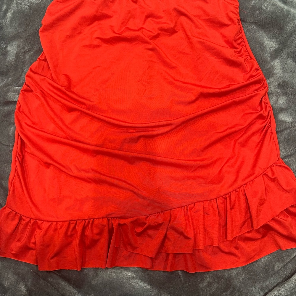 Vibrant Red Ruffled Skirt